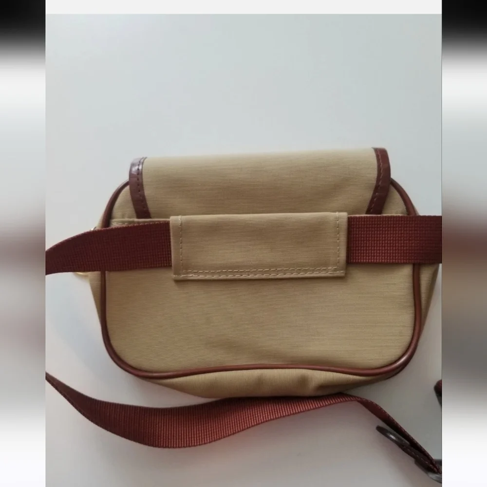 Moschino LOGO BELT BAG Vintage Made In Japan Tan Brown Nylon